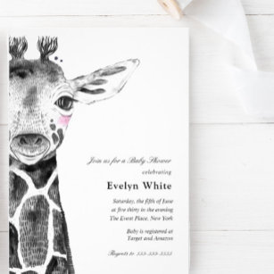 Watercolor Giraffe   Baby Shower invitation