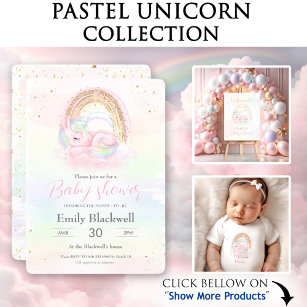 Unicorn baby shower baby girl shower invitation