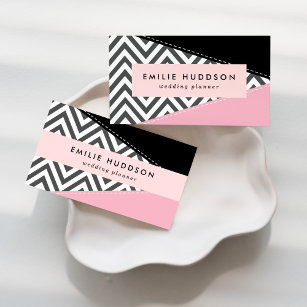 Gray Zigzag, Gray Chevron, Zigzag Pattern, Pink Business Card