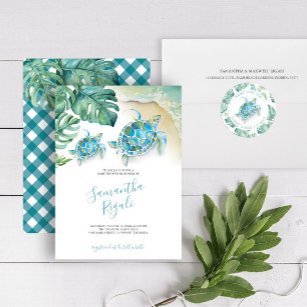 Tropical Leaves Sea Turtle Boy Baby Shower