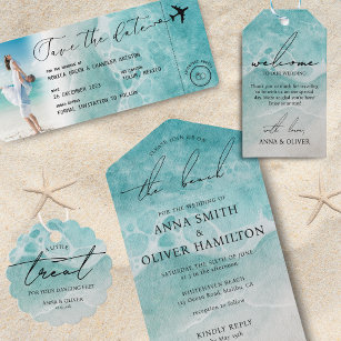 Ocean Boarding Pass Destination Wedding QR code Invitation