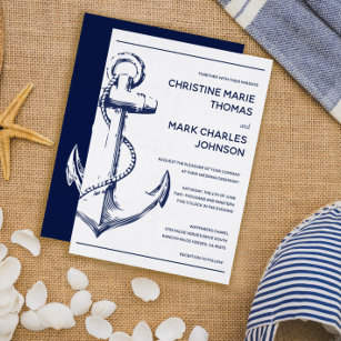 Nautical Anchor White Wedding  All In One Invitation