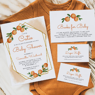 Diaper Raffle Baby Shower Citrus Orange Enclosure Card