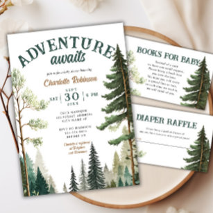 Adventure Forest Rustic Baby Shower Invitation