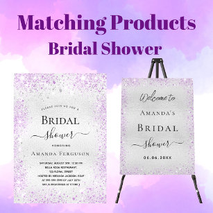 Budget bridal shower silver glitter dust purple