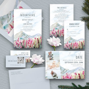 Join us in the Mountain Meadow Watercolor Wedding Invitation