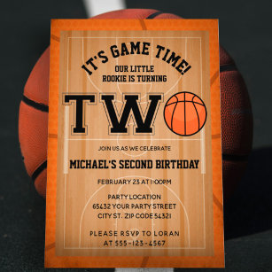 Basketball 2nd Birthday Party Invitation