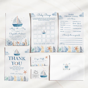Cute Watercolor Boat Nautical Baby Shower  Enclosure Card