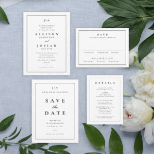 Classic Black and White Wedding Details Enclosure Invitation