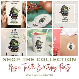Little Ninja Turtle Kids Birthday Invitation