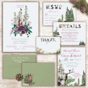 Woodland Watercolor Forest Wedding invitations