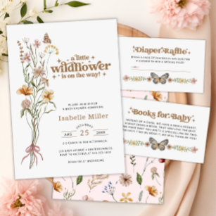 Little Wildflower Diaper Raffle Baby Shower Game  Enclosure Card