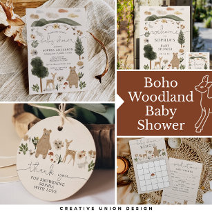 Boy Baby Boho Woodland Baby Shower Invitation Card