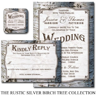 The Rustic Silver Birch Tree Wedding Collection Invitation