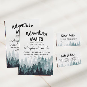 Adventure  Rustic Forest Baby Shower  Invitation