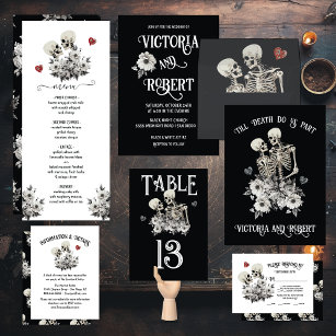 Till death do us Part Skeleton Floral Wedding Invitation