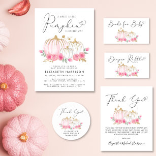 Pumpkin Pink Floral Virtual Baby Girl Shower Invitation