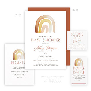 Cute Boho Rainbow Baby Shower Invitation