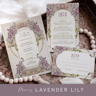 Vintage Wedding Invitation William Morris Lavender