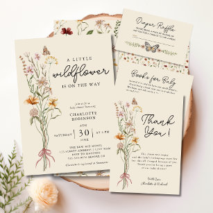 Book Request for Baby Shower Boho Wildflower Enclosure Card