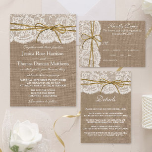 The Rustic Twine Bow Wedding Collection All In One Invitation
