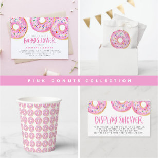 Watercolor Pink Sprinkle Donuts Baby Sprinkle Invitation