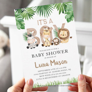 It's a Boy Safari Baby Shower Invitation