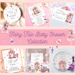 Fairy Wildflowers Pink Baby Shower Invitation