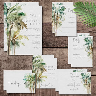 Tropical Palm Trees Modern Wedding Invitation
