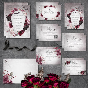 Rustic Gothic Black & Burgundy Halloween Wedding Envelope
