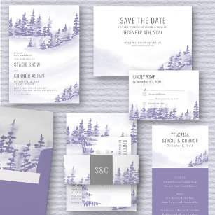 Winter Forest Lavender Wedding Invitation Envelope