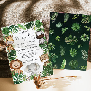 Cute Jungle Safari Animals Greenery Books for Baby Enclosure Card