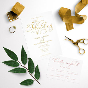 Simple Elegant Gold Foil Script Classic Wedding Invitation