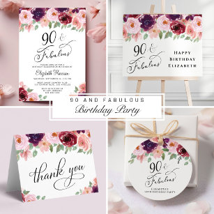 Elegant Floral 90th Birthday Party Napkins