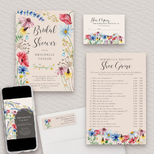 Wildflower Bridal Shower Rustic Country Floral Invitation