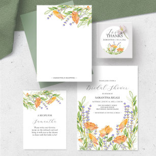 Cooking Recipe Cards Watercolor Wildflowers