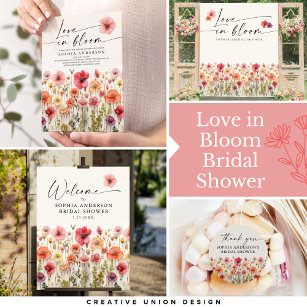 Love in Bloom Bridal Shower Round Favor Stickers
