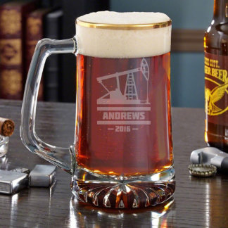 Oilfield Gold Rim Custom Beer Mug