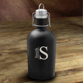 64 oz. Monogram Matte Black Beer Growler 