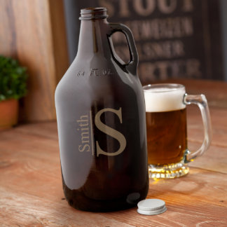 Personalized Monogrammed Amber Beer Growler
