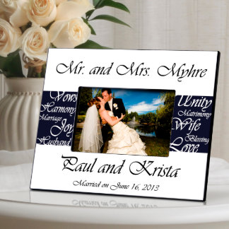 Navy Mr. and Mrs. Wedding Picture Frame