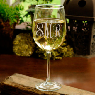 Personalized White Wine Glass w/ Monogram