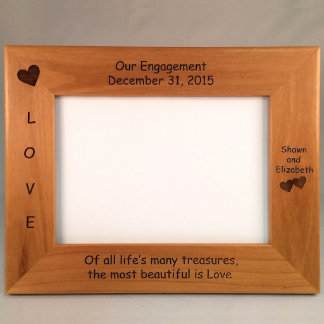 Laser Engraved Engagement Picture Frame 9.5 x 7.5