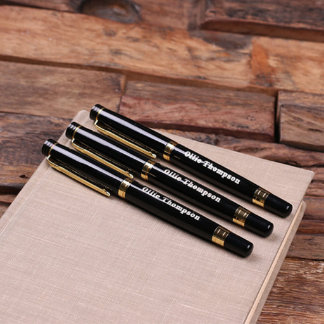 Custom Set of 3 Metal Pens Gold Hardware