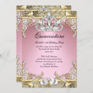 Quinceanera Invitations Pink And Gold 6