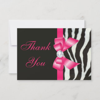 Hot Pink And Black Thank You Cards | Zazzle