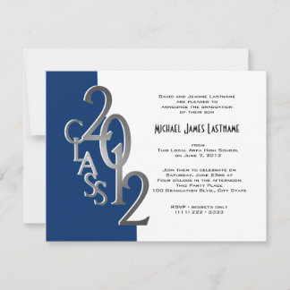 Blue And Silver Graduation Invitations & Announcements | Zazzle