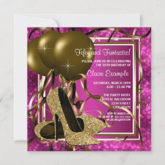 Hot Pink 50th Birthday Party Invitations & Announcements | Zazzle