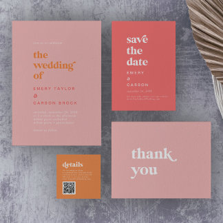 A coral stationery suite.