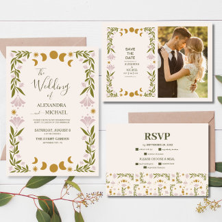 This invitation suite is a great mix of vintage elements. 
